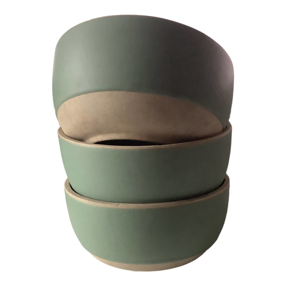 Anthropologie Hayes Cereal Bowls Ceramic Stoneware Basil Set of 3
